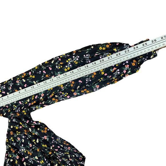 Revolve AFRM Soph Black Ditsy Floral Smocked Peasant Crop Top SZ S - Picture 14 of 14